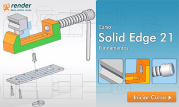 Interface do Solid Edge mostrando ferramentas de design e modelagem 3D