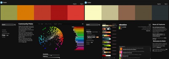 Color palette interface displaying various shades and color combinations