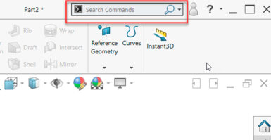 Localizando comandos na pesquisa de comandos do SOLIDWORKS