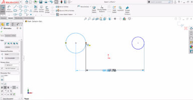 Usando a ferramenta de dimensão inteligente do SOLIDWORKS ao desenhar arcos e círculos