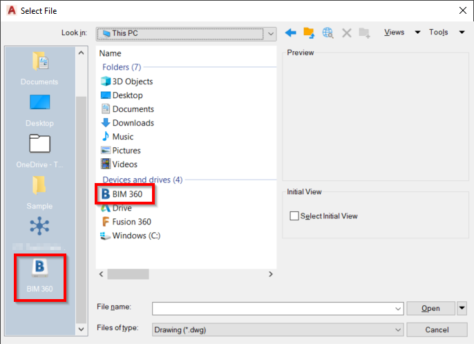 AutoCAD interface displaying collaboration features with BIM 360 integration