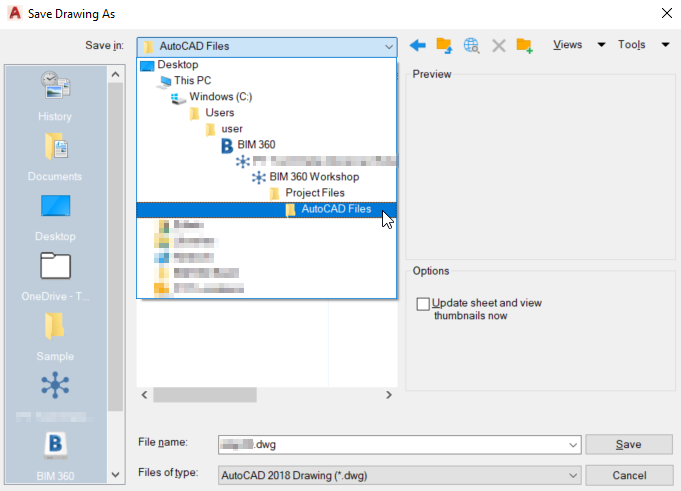 AutoCAD interface integrated with BIM 360 for collaborative design workflows