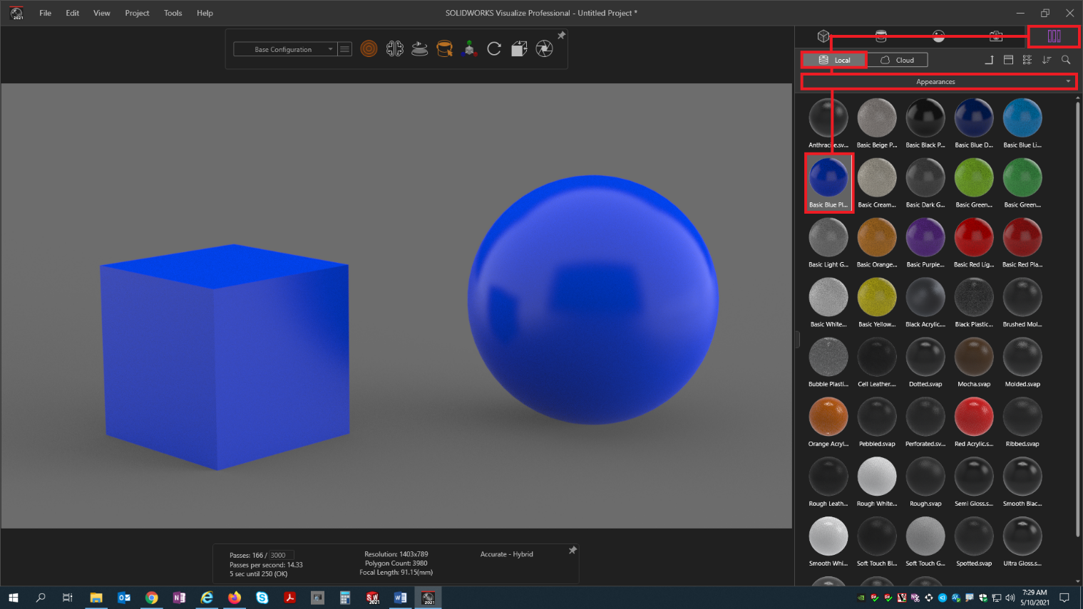 Mapa de relevo em SOLIDWORKS Visualize 2021 mostrando detalhes gráficos