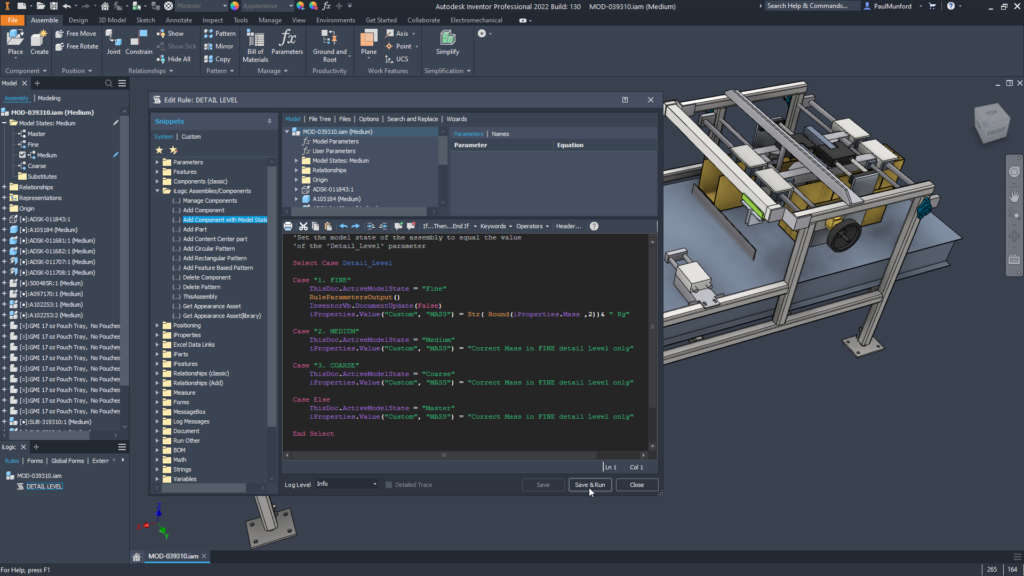 Tema escuro para o editor iLogic no Autodesk Inventor 2022