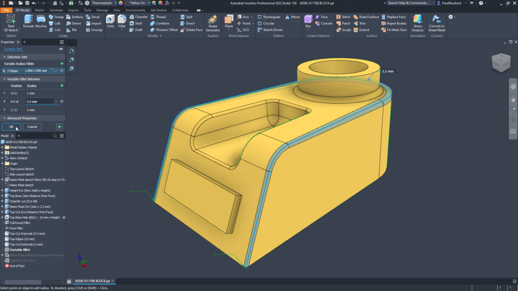 Tema escuro no Autodesk Inventor 2022