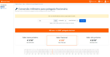 Conversor milímetros para polegadas fracionais