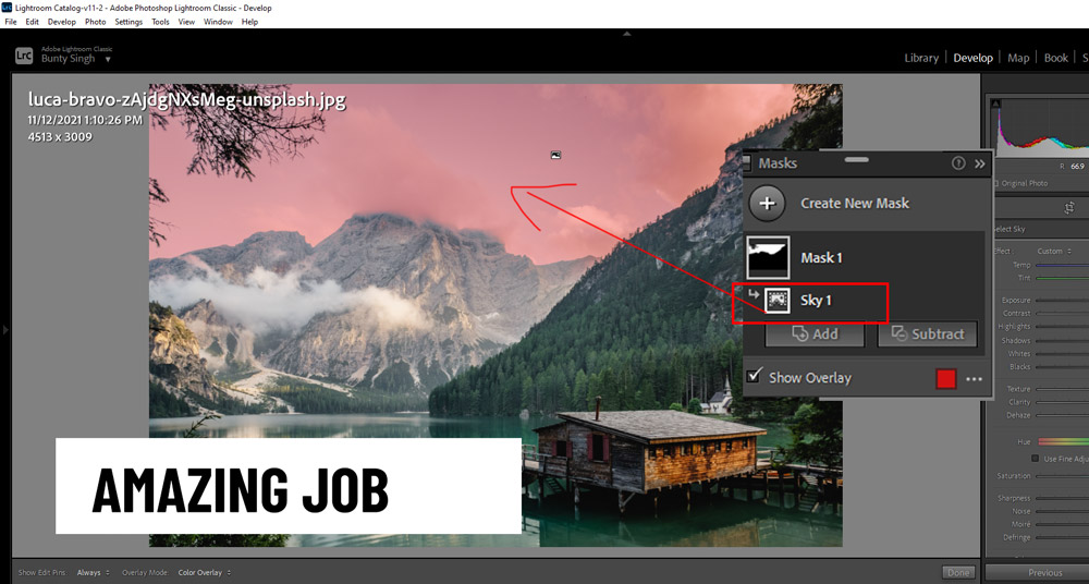 Interface do Lightroom mostrando novas ferramentas de mascaramento e ajustes de imagem