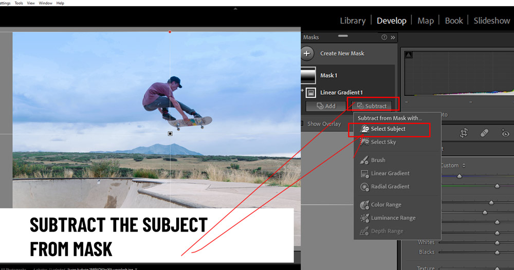 Interface do Lightroom mostrando novas ferramentas de mascaramento e ajustes disponíveis
