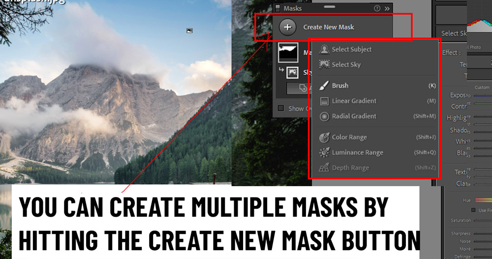 Interface do Lightroom mostrando novas ferramentas de mascaramento em destaque