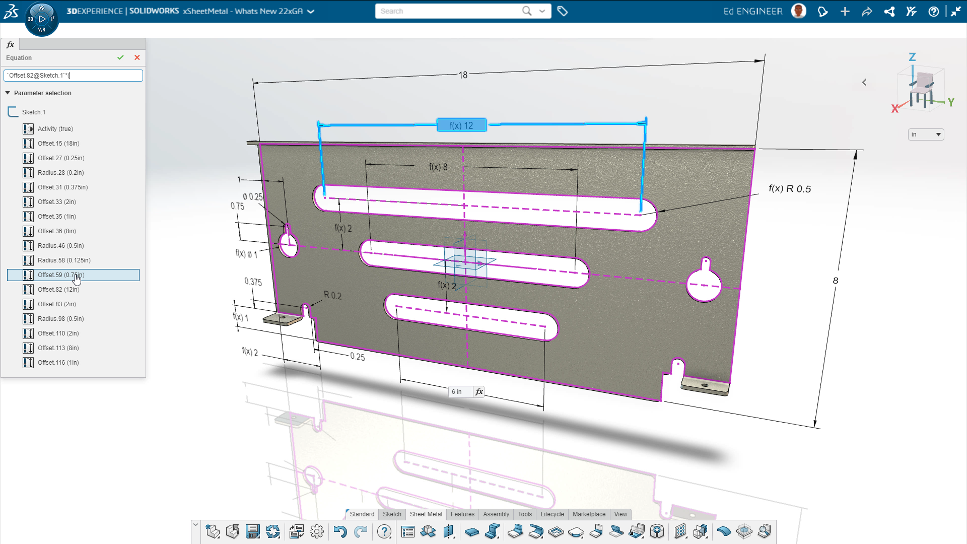 Interface do 3DEXPERIENCE Works mostrando ferramentas de design em uso