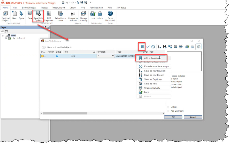 Interface do SolidWorks mostrando recursos de projeto elétrico na nuvem