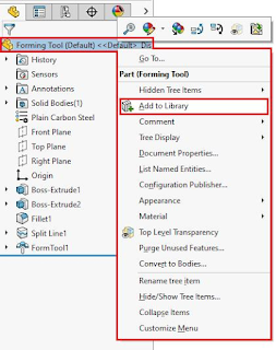 Imagem de uma ferramenta de conformação personalizada no SOLIDWORKS