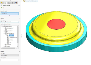 Ferramenta de conformação personalizada sendo criada no SOLIDWORKS