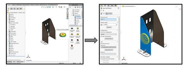 Ilustração do processo de criação de ferramenta de conformação no SOLIDWORKS