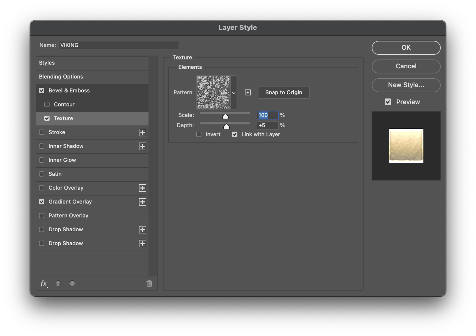 Imagem do Tutorial do Photoshop sobre como criar um efeito dourado simples e escalável com estilos de camada