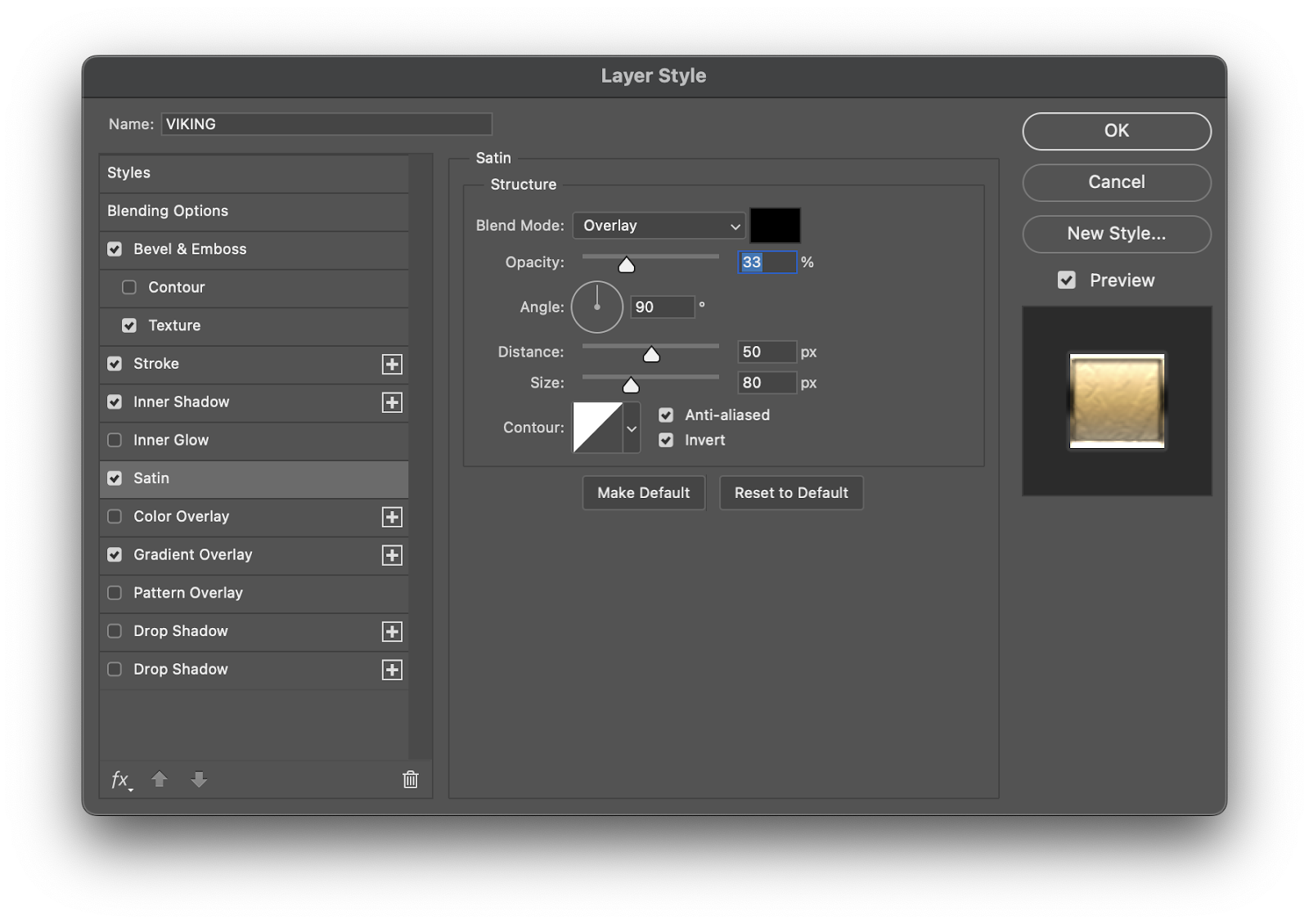 Imagem do Tutorial do Photoshop sobre como criar um efeito dourado simples e escalável com estilos de camada