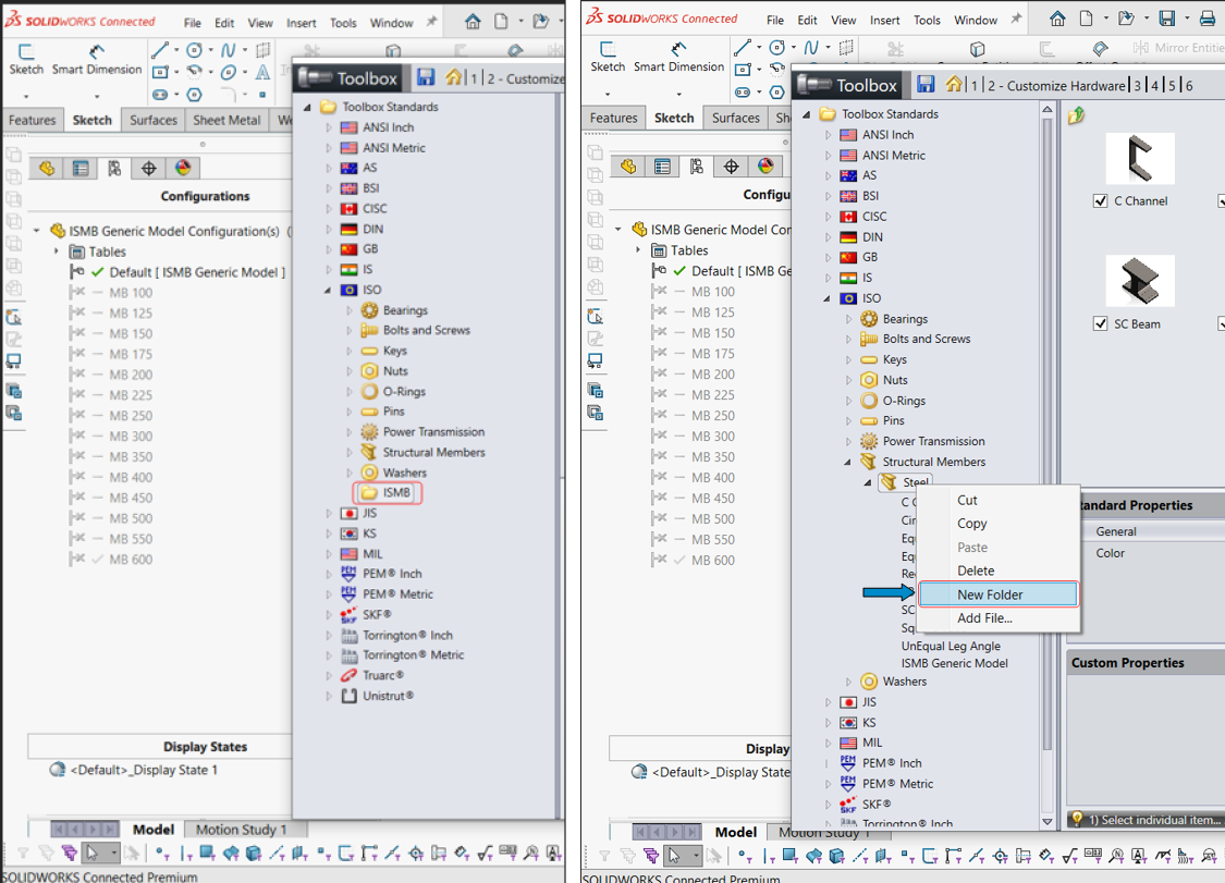 Passo a passo para adicionar peça personalizada no SOLIDWORKS Toolbox