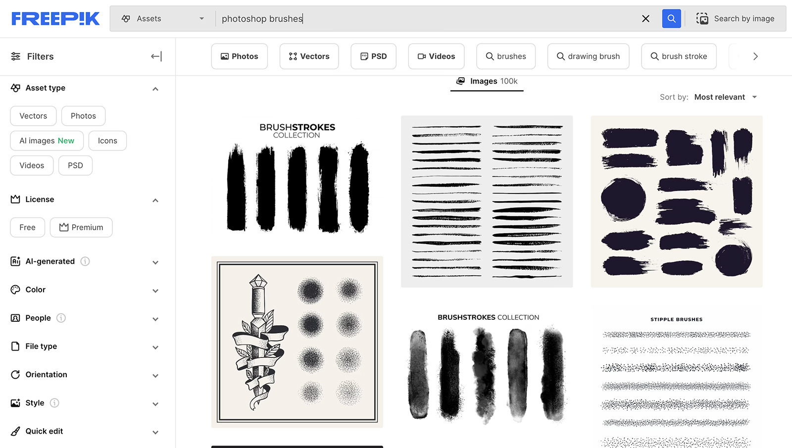 Visão geral da Freepik Brushes