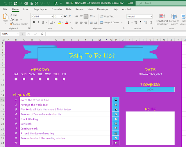 Lista de verificação no modelo do Excel download grátis