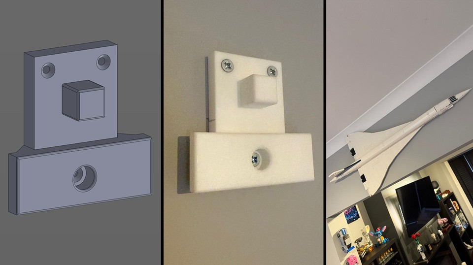 Suportes de parede personalizados para LEGO projetados com SOLIDWORKS e impressão 3D