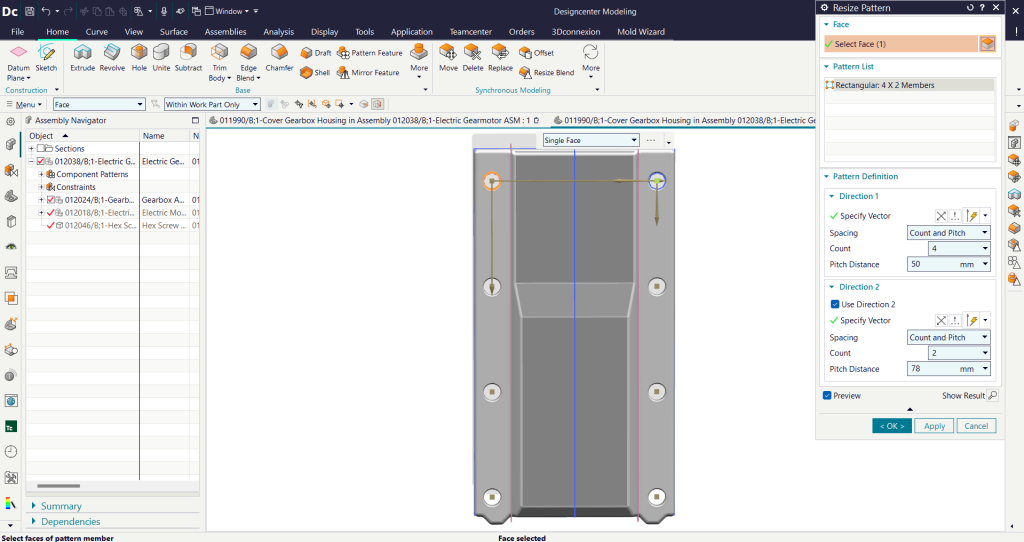 Interface do software NX com ferramentas de modelagem sincronizada em destaque