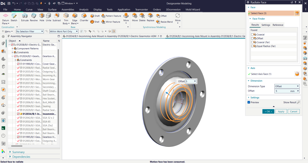 Interface do NX mostrando dicas e truques para modelagem sincronizada