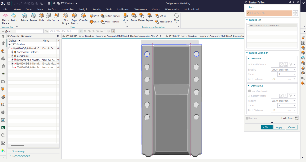 Interface do NX mostrando dicas e truques para modelagem sincronizada
