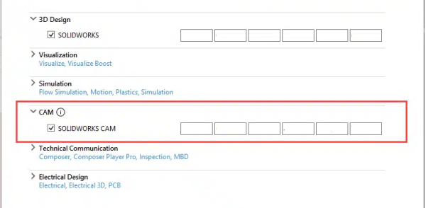 Inserindo um número de série do SOLIDWORKS CAM