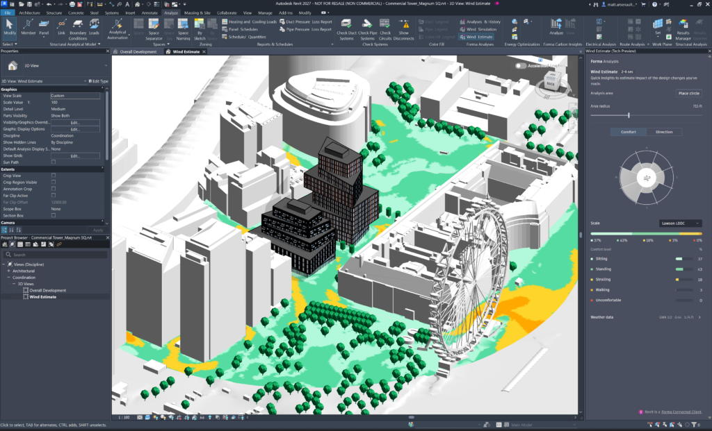 Interface do Revit 2027 mostrando ferramentas de design conectadas e colaborativas