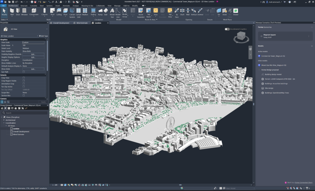 Interface do Revit 2027 destacando ferramentas de design colaborativo e integração