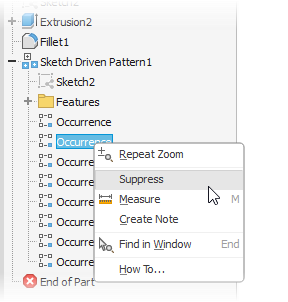 Tutorial sobre como dominar padrões no Inventor com edição de recursos