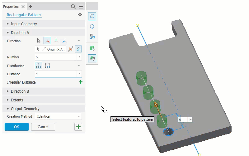 Tutorial sobre edição de recursos no Inventor com padrões visuais