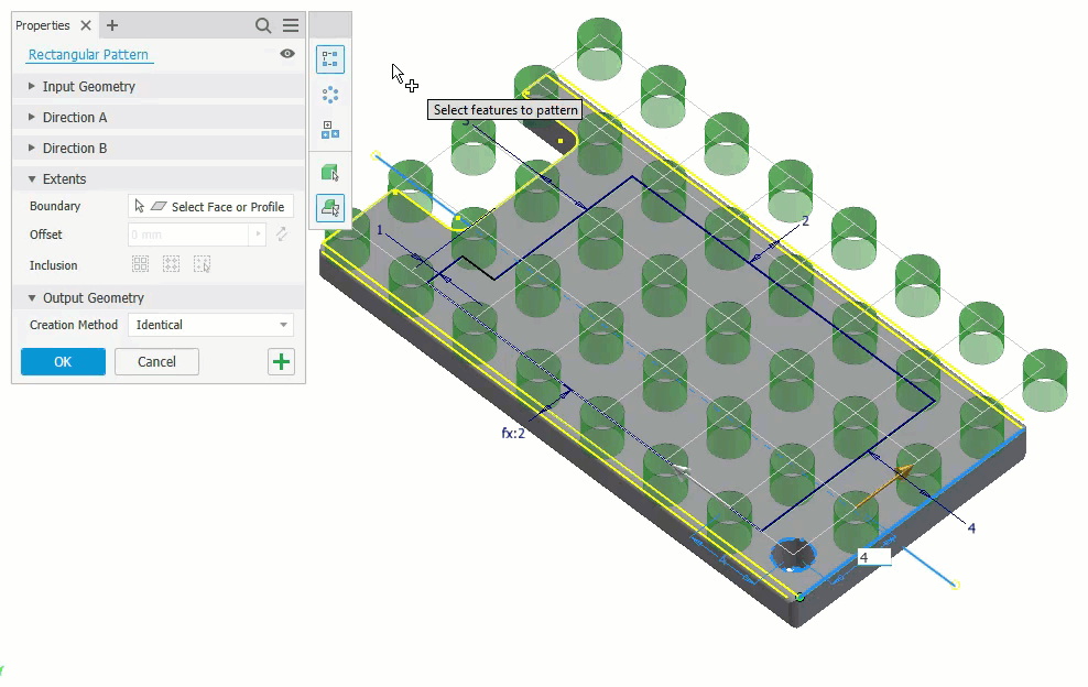 Tutorial sobre dominando padrões no software Inventor com edição de recursos